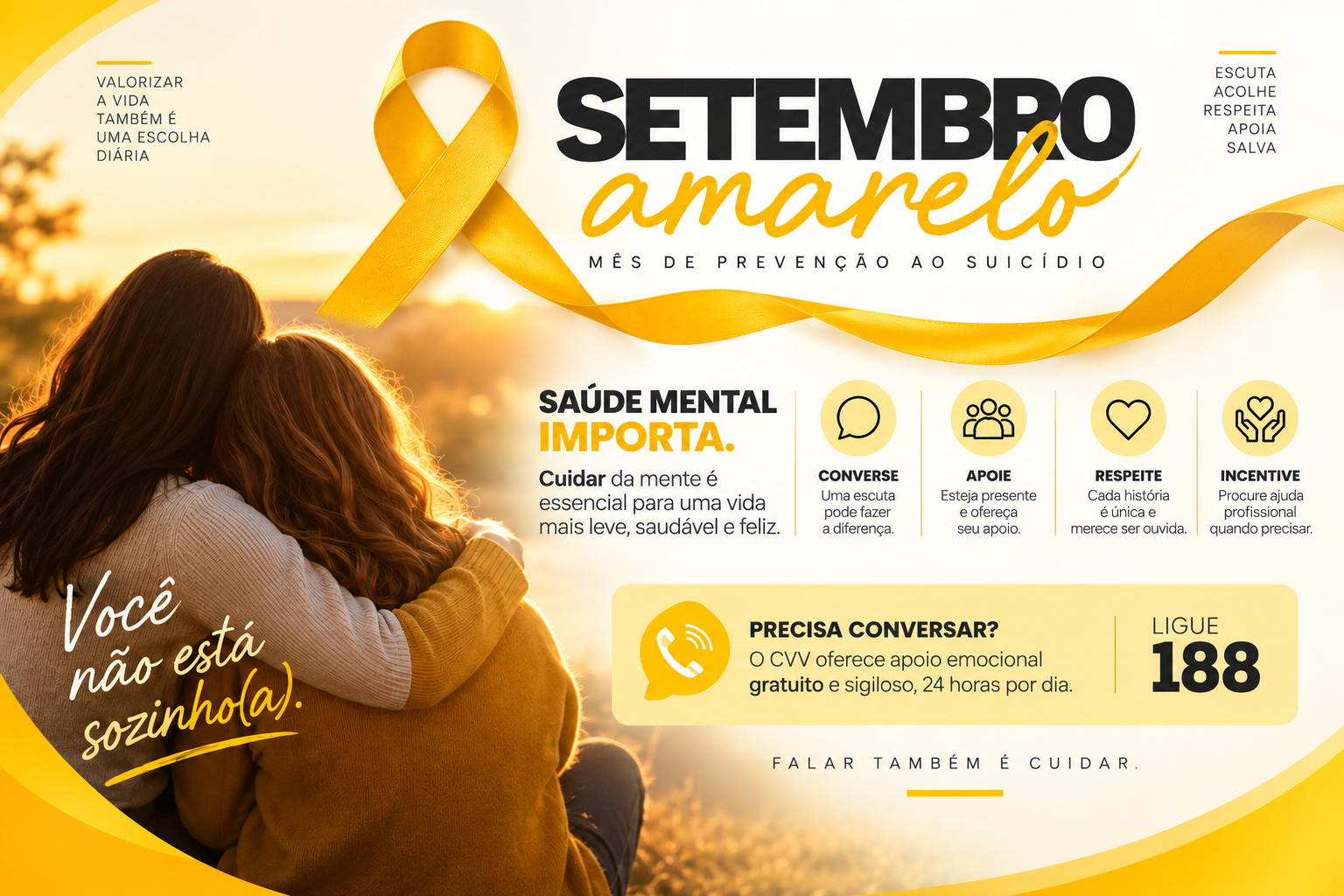 Setembro Amarelo reforça a importância do cuidado com a saúde mental