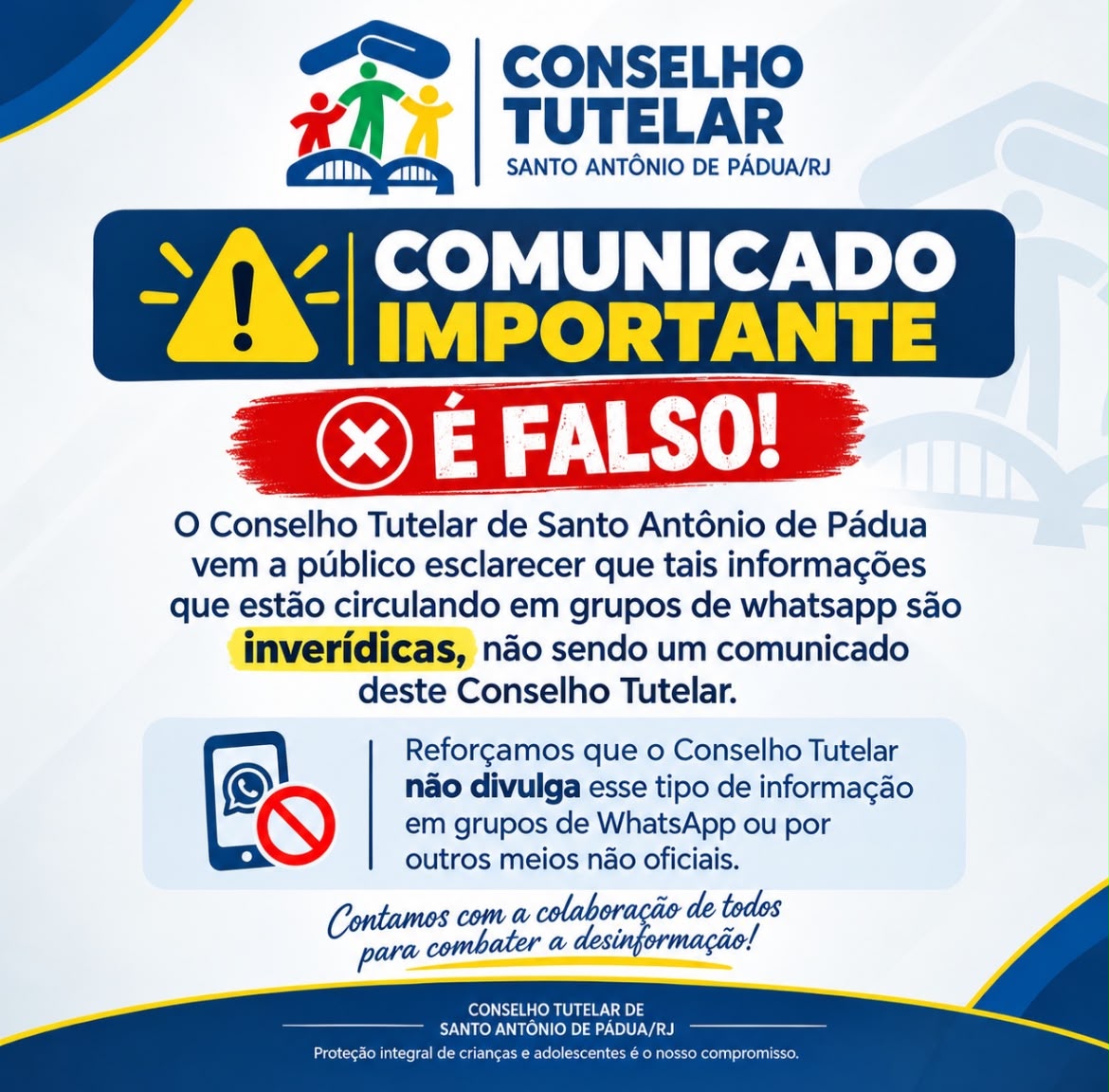 Conselho Tutelar de Santo Antônio de Pádua alerta para informações falsas 